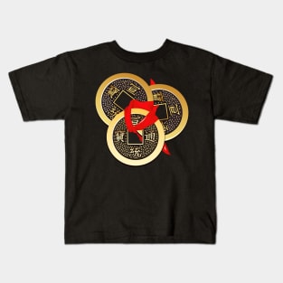 Chinese coin tied with red ribbon Kids T-Shirt